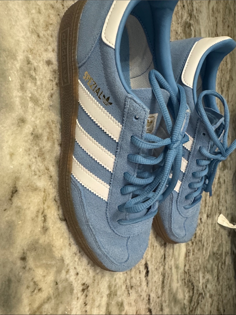 adidas Women’s Spezial Sneakers in Light Blue with White Stripes. Worn 1 time!
